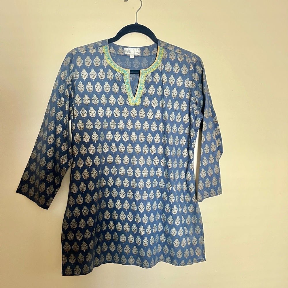 Blue and Gold Patterned Tunic